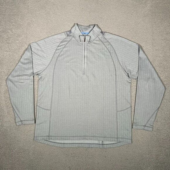 Tommy Bahama Shirt Mens XL Blue Herringbone 1/2 Zip Pullover‎ Running Pima Blend - Picture 1 of 14